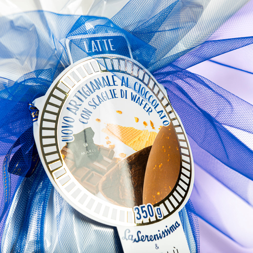 Uovo di Pasqua artigianale - cioccolato al latte, wafer e granella di nocciola La Serenissima