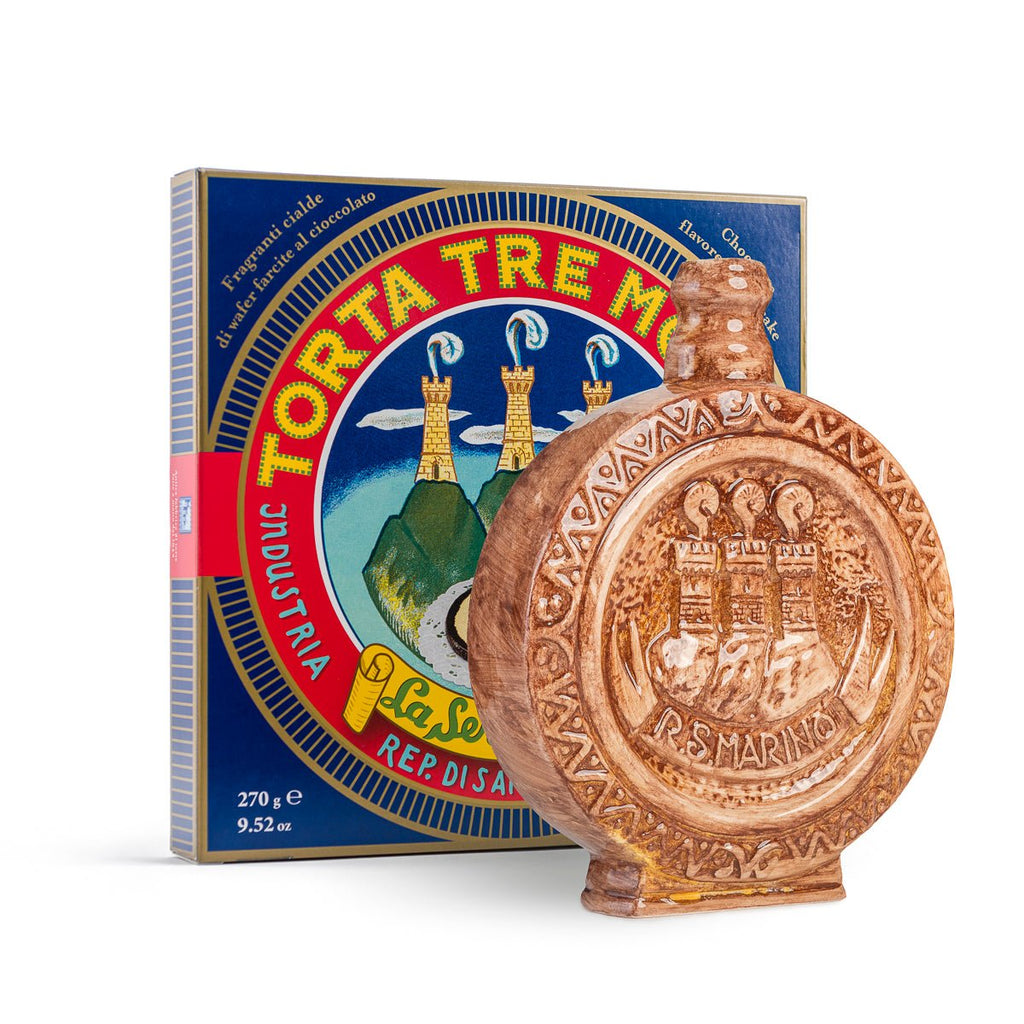 Torta Tre Monti Cioccolato con ceramica artigianale di San Marino - Rustica - la - serenissima - sm