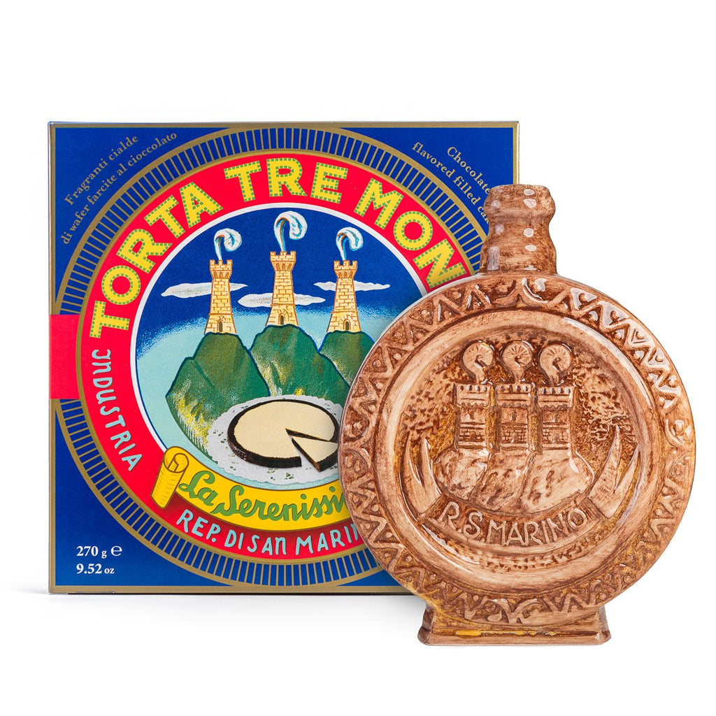 Torta Tre Monti Cioccolato con ceramica artigianale di San Marino - Rustica - la - serenissima - sm