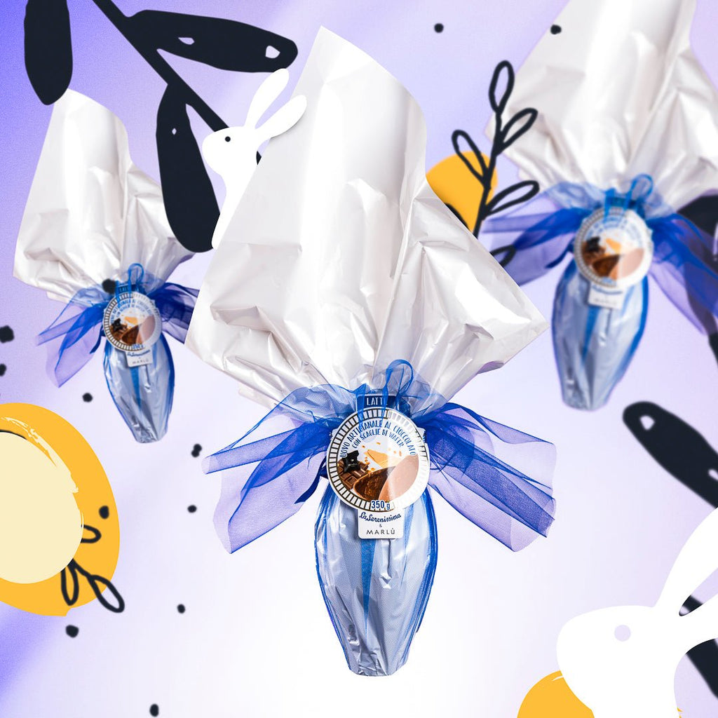 Uovo di Pasqua artigianale - cioccolato al latte, wafer e granella di nocciola - la - serenissima - sm